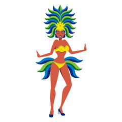 Vector Cartoon Colorful Samba Dancer Illustration Isolated
