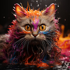 Cat on acid melting stunning painting