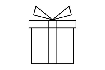 present xmas line icon minimalistic christmas symbol art black flat sign artwork