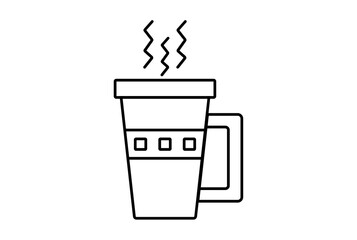 warm drink xmas line icon minimalistic symbol art black flat sign artwork