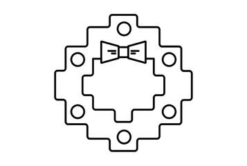 wreath xmas line icon minimalistic symbol art black flat sign artwork