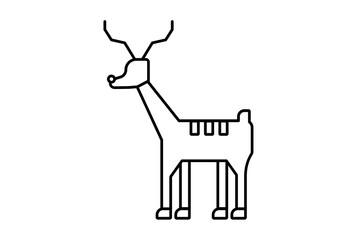 deer xmas line icon minimalistic christmas symbol art black flat sign artwork