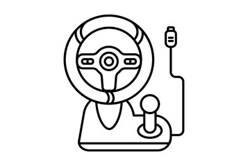 game steering wheel flat icon minimalist technology symbol pc hardware sign artwork