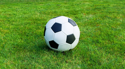 beautiful classic soccer ball on the grass