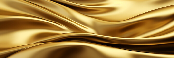 Gold fabric cloth texture background with abstract soft waves. Generative ai.