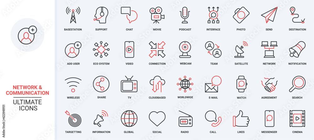 Poster global support, communication tower satellite system, email notification chat messages symbols. vect