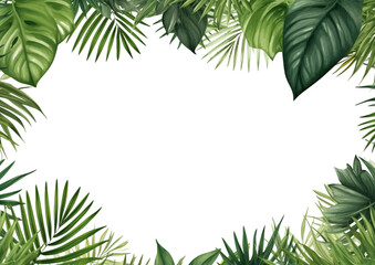 Naklejka na ściany i meble frame from tropical plants, palm leaves, isolated on white background PNG