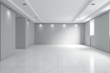 Empty bright room with modern floor and walls, Generative AI