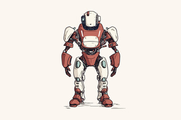 Fototapeta na wymiar Doodle inspired Exoskeleton suit, cartoon sticker, sketch, vector, Illustration