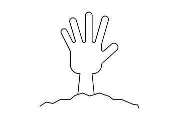 zombie hand flat icon Halloween minimalistic line symbol black outline sign artwork