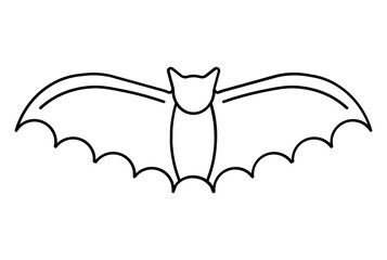 bat flat icon Halloween minimalistic line symbol black outline sign artwork