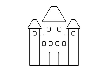 castle flat icon Halloween minimalistic line symbol black outline sign artwork