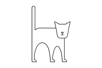 cat flat icon Halloween minimalistic line symbol black outline sign artwork