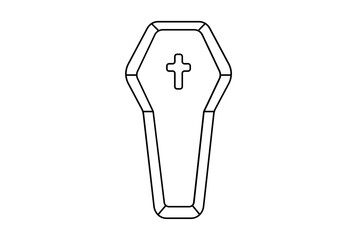 coffin flat icon Halloween minimalistic line symbol black outline sign artwork