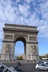 Fototapeta na wymiar France, Paris, 20.11.2013: The Arc de Triomphe stands at the center of the Place Charles de Gaulle, also known as the “Place de l'Étoile”. 