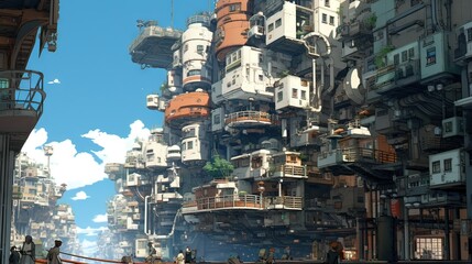 Giant statue of buddha. AI generated art illustration.