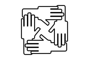 Teamwork hand icon gesture line symbol web app sign