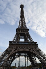 Fototapeta na wymiar France, Paris, 20.11.2013: Eiffel Tower, one of the most recognisable symbols of the city. 