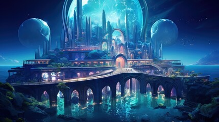 World in the cave. AI generated art illustration.