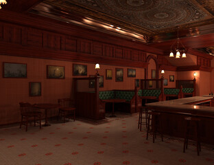 Fototapeta na wymiar 3d rendering rustic traditional pub bar scene interior