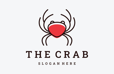 crab monoline logo vector design template .