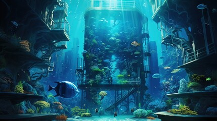 World in the cave. AI generated art illustration.