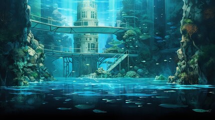 World in the cave. AI generated art illustration.