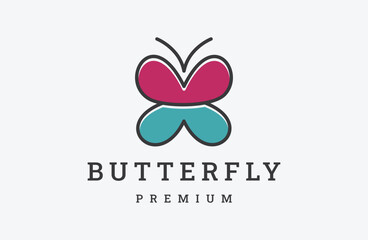 Butterfly logo. Luxury line logotype design. Universal premium