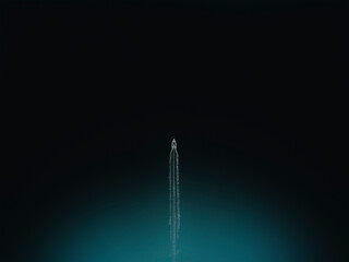 Aerial view of a boat that seems a spaceship, Sicily, Italy.