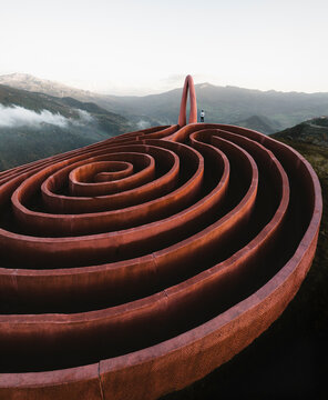 Aerial view of Labirinto Di Arianna maze, Sicily, Italy.