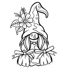 Fototapeta premium gnome drawing with black lines on a white background