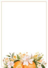 watercolor illustration of colorful flowers border