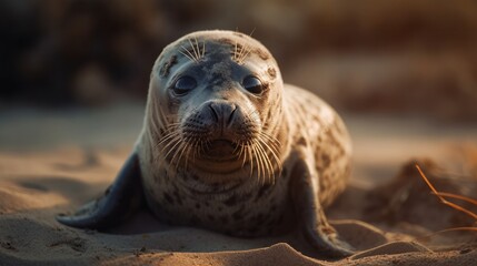 Fototapeta premium Playful Mammal of the Seas: Exploring the Enigmatic Charms of Seals and Sea Lions by the Ocea, generative AIAI Generated