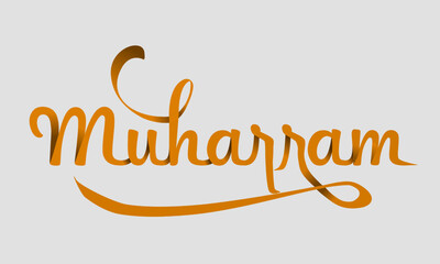 Obraz premium happy islamic new year muharram with golden color and lettering and islamic ornament can be for greeting card, banner, flyer, social media