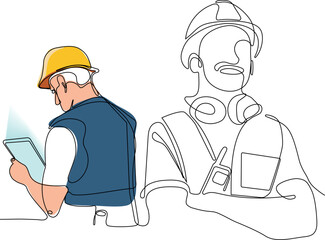 construction manager and engineer working on building site. Vector illustration