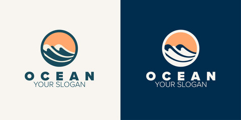 Minimalistic Ocean Logo Template: Clean and Elegant Design for Sea-related Brands