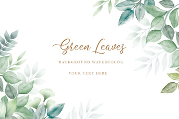watercolor green leaves background 