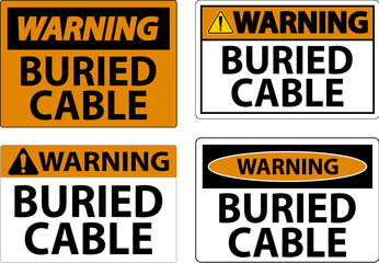 Warning Sign Buried Cable On White Background