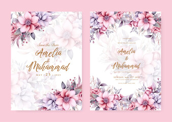 Fototapeta na wymiar Flowers background for social media stories, save the date, greeting, rsvp, thank you. Wedding invitation with watercolor pink roses floral.