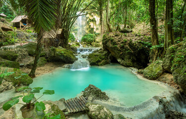 Tumalog Water Falls,amongst water pools and beautiful scenery,Oslob, Cebu,The Philippines.