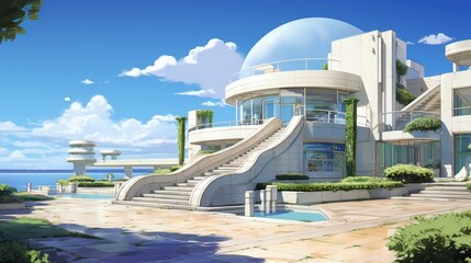 Fototapeta premium Luxury hotel state. AI generated art illustration.
