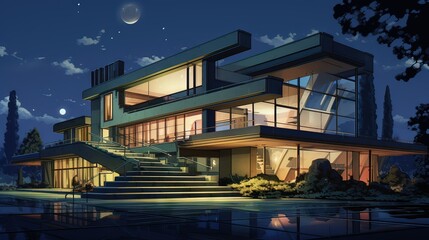 Fototapeta premium Luxury hotel state. AI generated art illustration.