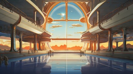 Fototapeta premium Greenhouse in the park. AI generated art illustration.