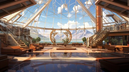 Obraz premium Greenhouse in the park. AI generated art illustration.