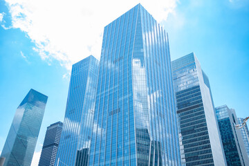 Fototapeta na wymiar commercial buildings under blue sky