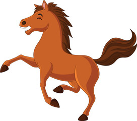 Cartoon funny brown horse standing