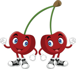 Cartoon funny couple of cherries character