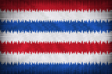United Kingdom of Netherlands flag pattern on the fabric texture ,vintage style