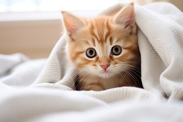 Fototapeta na wymiar cute little kitten in a blanket. ai generative
