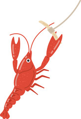 ザリガニ釣りのイラスト